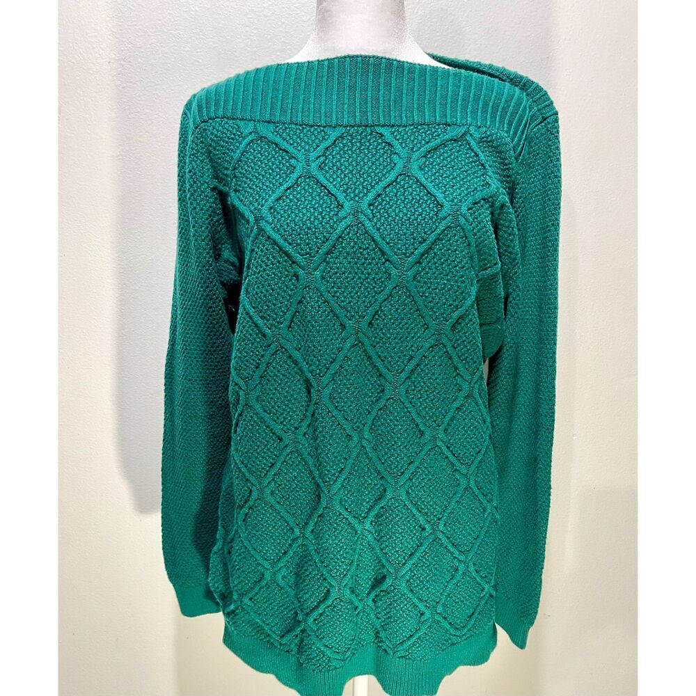Loft sweater geometric cable knit Cotton festive business casual holiday women L